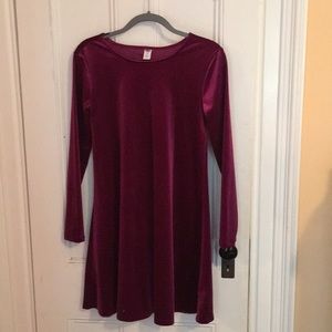 Purple velvet swing dress